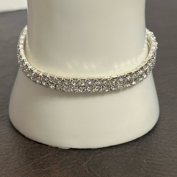 Napier CZ Necklace, With Stretchy CZ Wrist Bracelet & Vintage CZ Brooch-3 Pieces - Picture 2 of 14